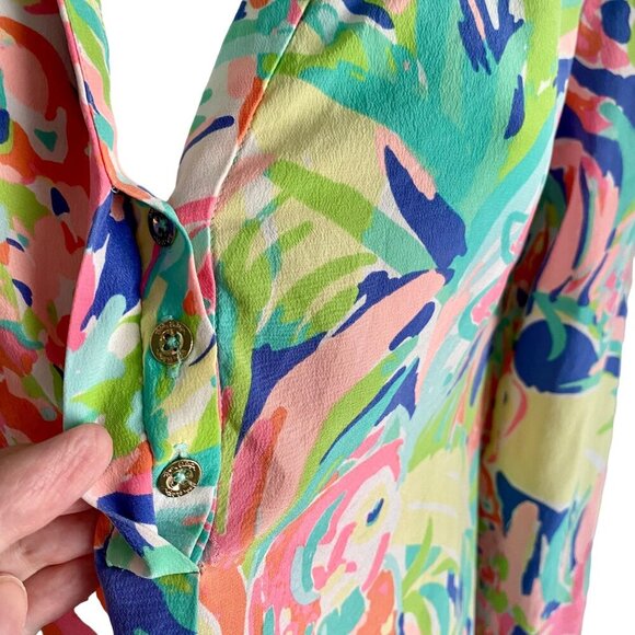 Lilly Pulitzer Colorful Long Sleeve Silk Women's XS - Picture 6 of 13